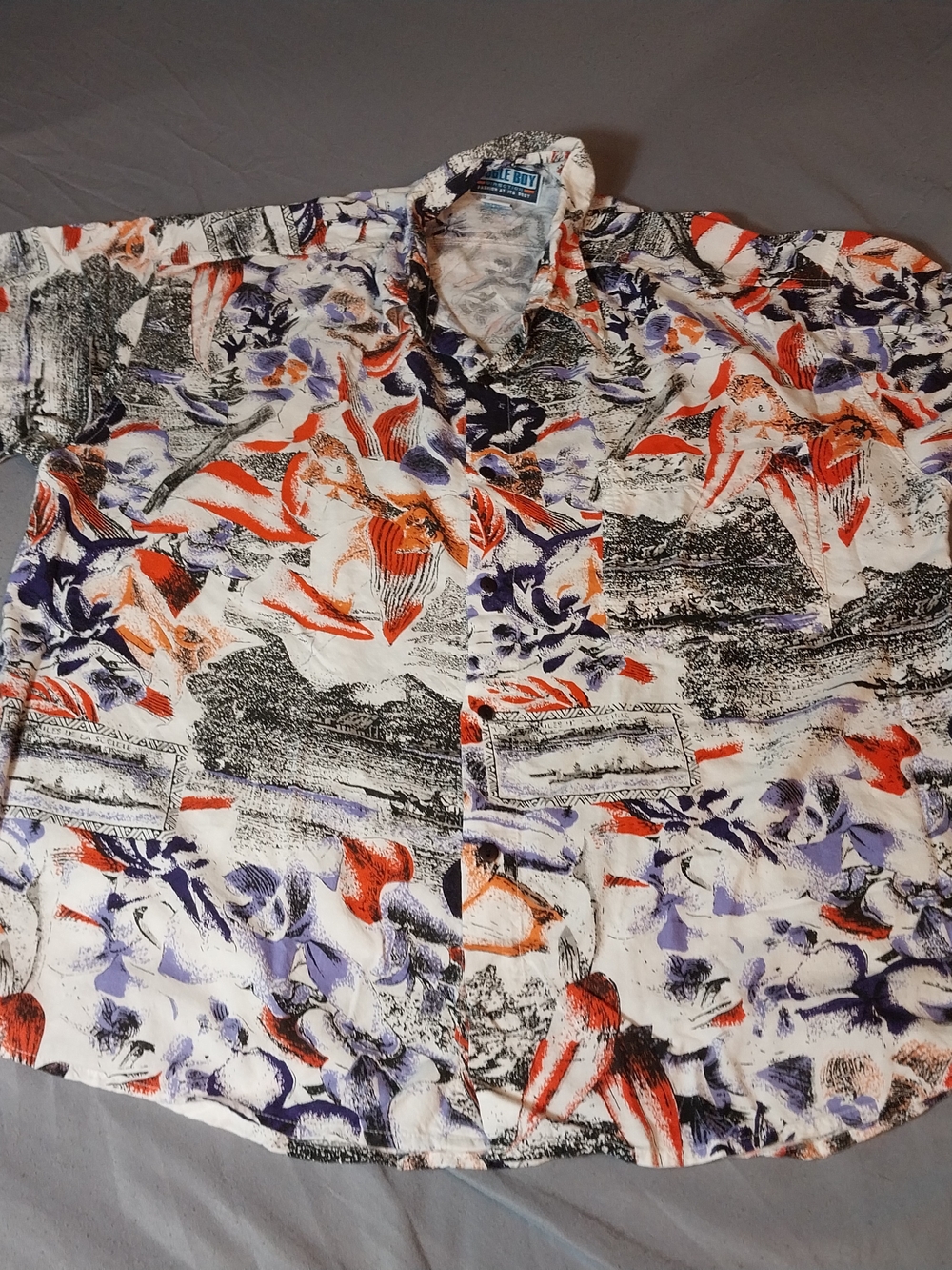 Bugle Boy Direction Abstract Multicolor Short-Sleeve Button-Down Shirt #461